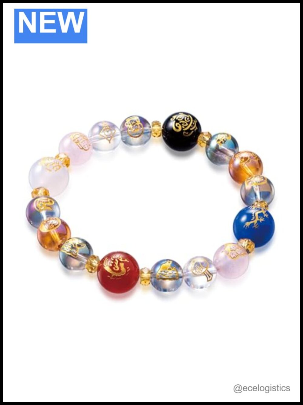 Japanese Lucky Charm Stretch Bracelet Crystal Agate Feng Shui Money Luck